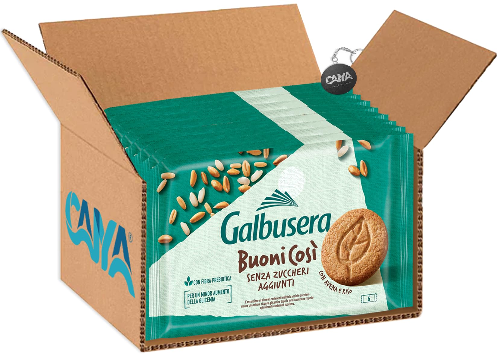 Galbusera BuoniCosì Biscotti Cereali con Riso e Avena Senza Zuccheri Aggiunti 300g [CAIYA® BOX da 8 Confezioni]