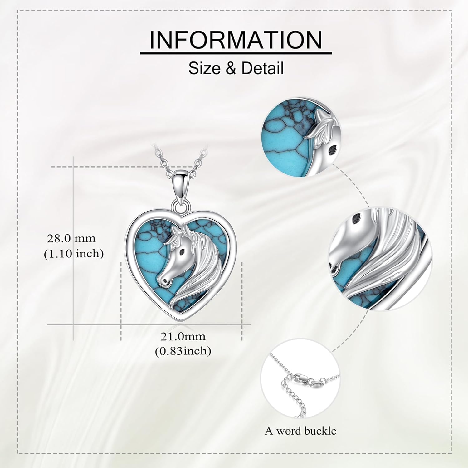 Horse/Cowboy Boot Horseshoe Necklace 925 Sterling Silver Turquise Pendant Necklace Horse Head Jewelry Cowgirl Gifts for Women - Image 3