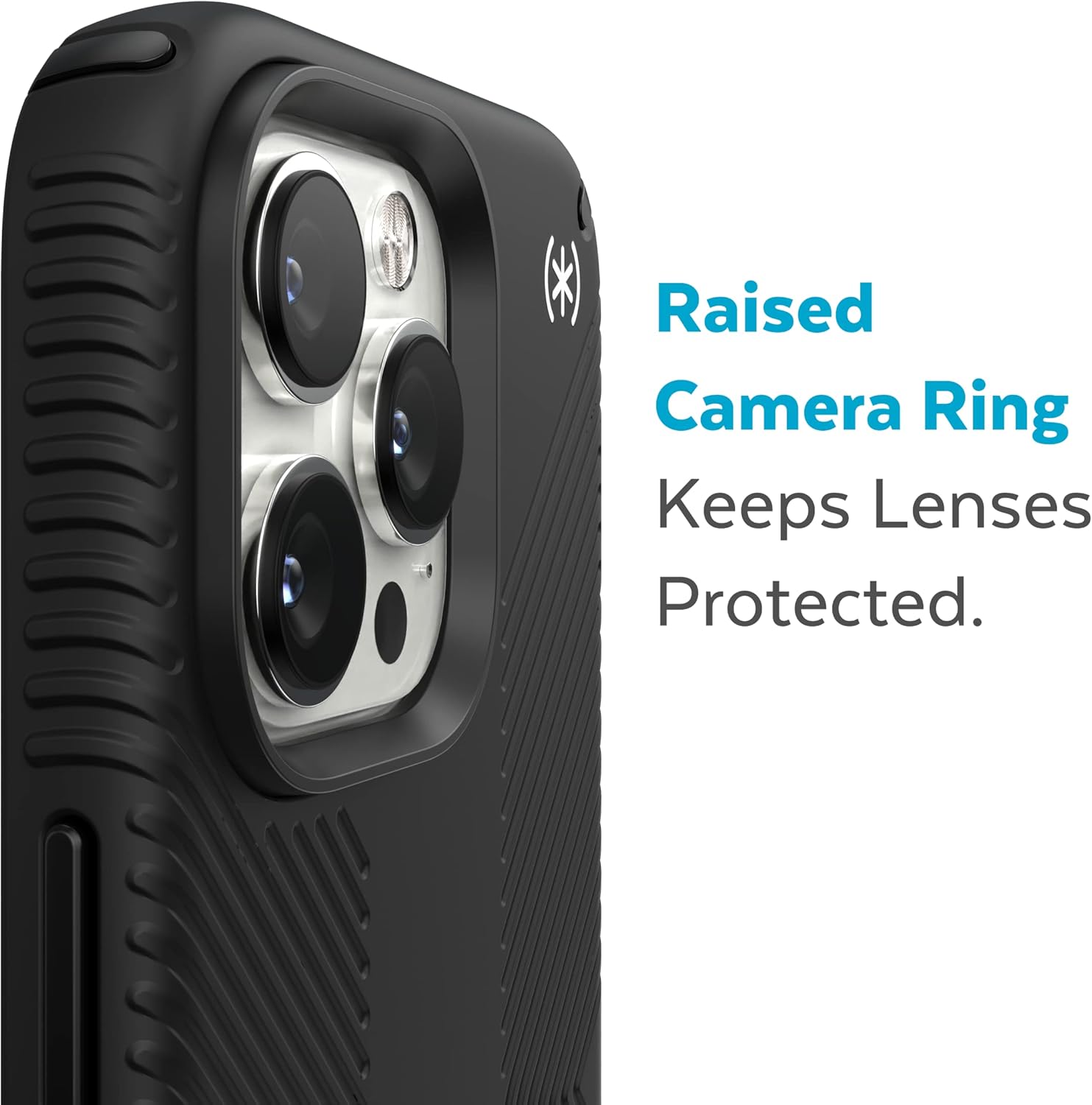 Speck Presidio2 Grip - Non-Slip iPhone 14 Pro Max Case (Black/Black/White)