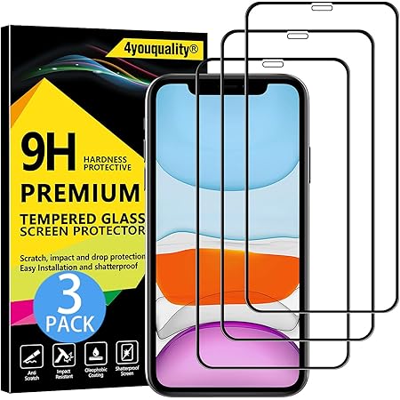 4youquality [3-Pack[Full Coverage] iPhone 11 and iPhone XR Screen Protector, Tempered Glass Film [LifetimeWarranty][Full Coverage] Screen Protector for iPhone XR and iPhone 11
