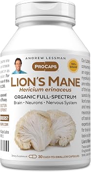 ANDREW LESSMAN ProCaps Organic Lions Mane Mushroom Extract, 30 Capsules