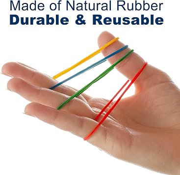 LotFancy Rubber Bands, 600PCS Size 16 (2 1/2 x 1/16) Elastic Durable Colored Rubber Bands for Office Supplies, Tie Dye