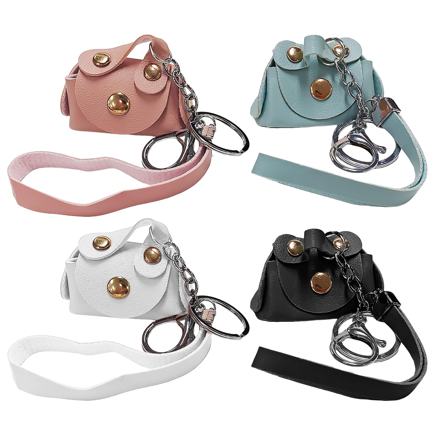 Hinfhi Unisex Multicolor 4 Pieces Mini Bag Pendant, Creative Keychain, Pu Leather Coin Wallet, Ladies Decorative Pendant, Cute Minimalist Keychain.