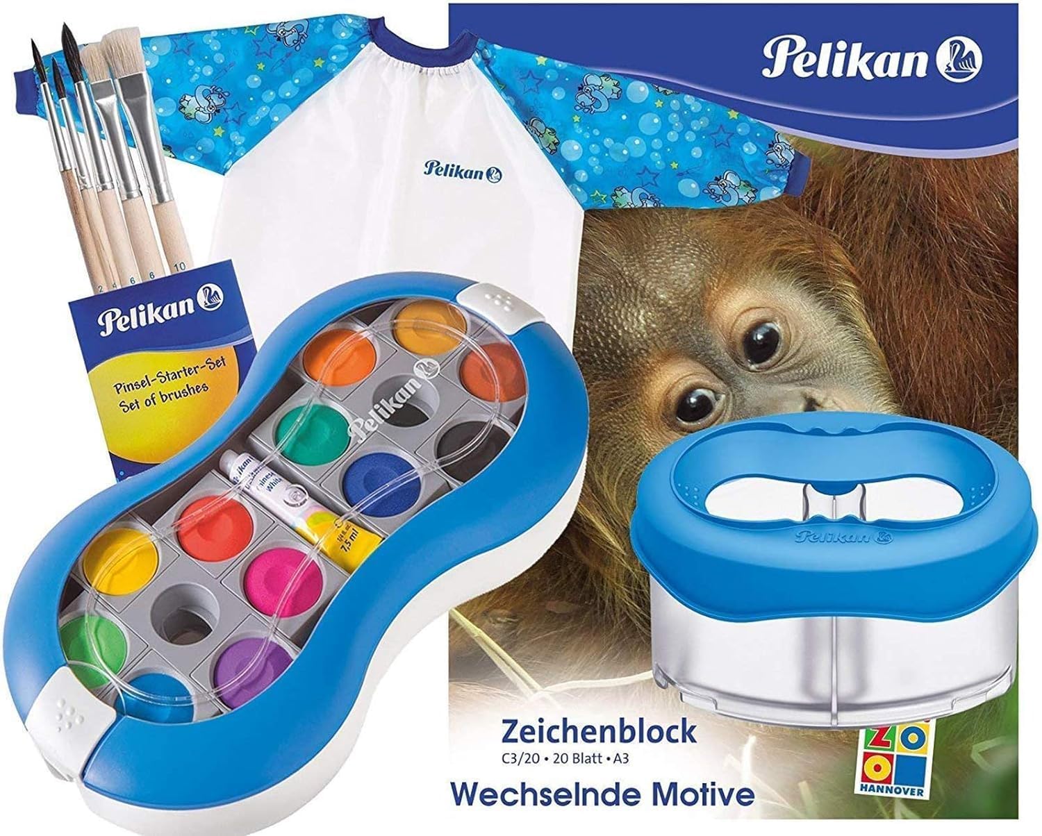 Pelikan Deckfarbkasten Space+ 735 SP/24 mit 24 Farben und 1 Tube Deckwei? (im Spezial-Set, blau)