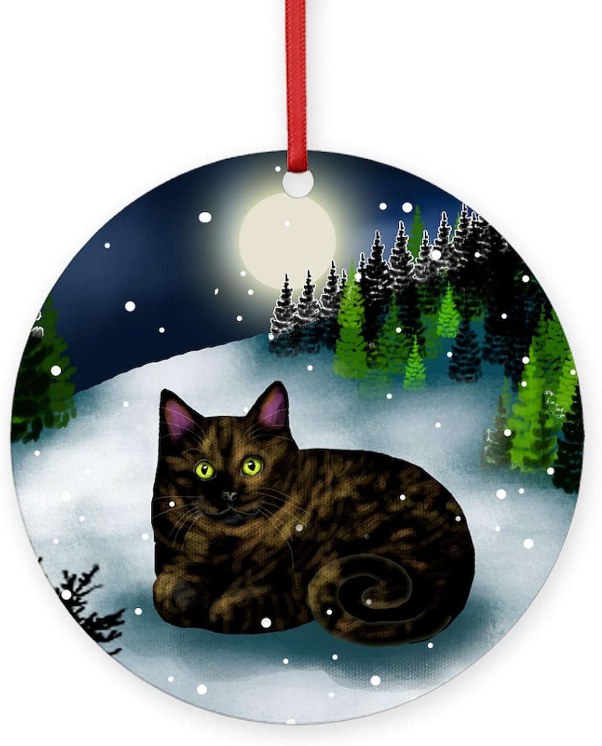 CafePress Tortoiseshell CAT Round 4" MDF Holiday Ornament