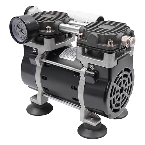 Bomba de vacío de diafragma sin aceite de 110V, potencia de 1/5 HP 50L/min flujo de aire 1450 RPM Bomba de succión de vacío para manualidades de