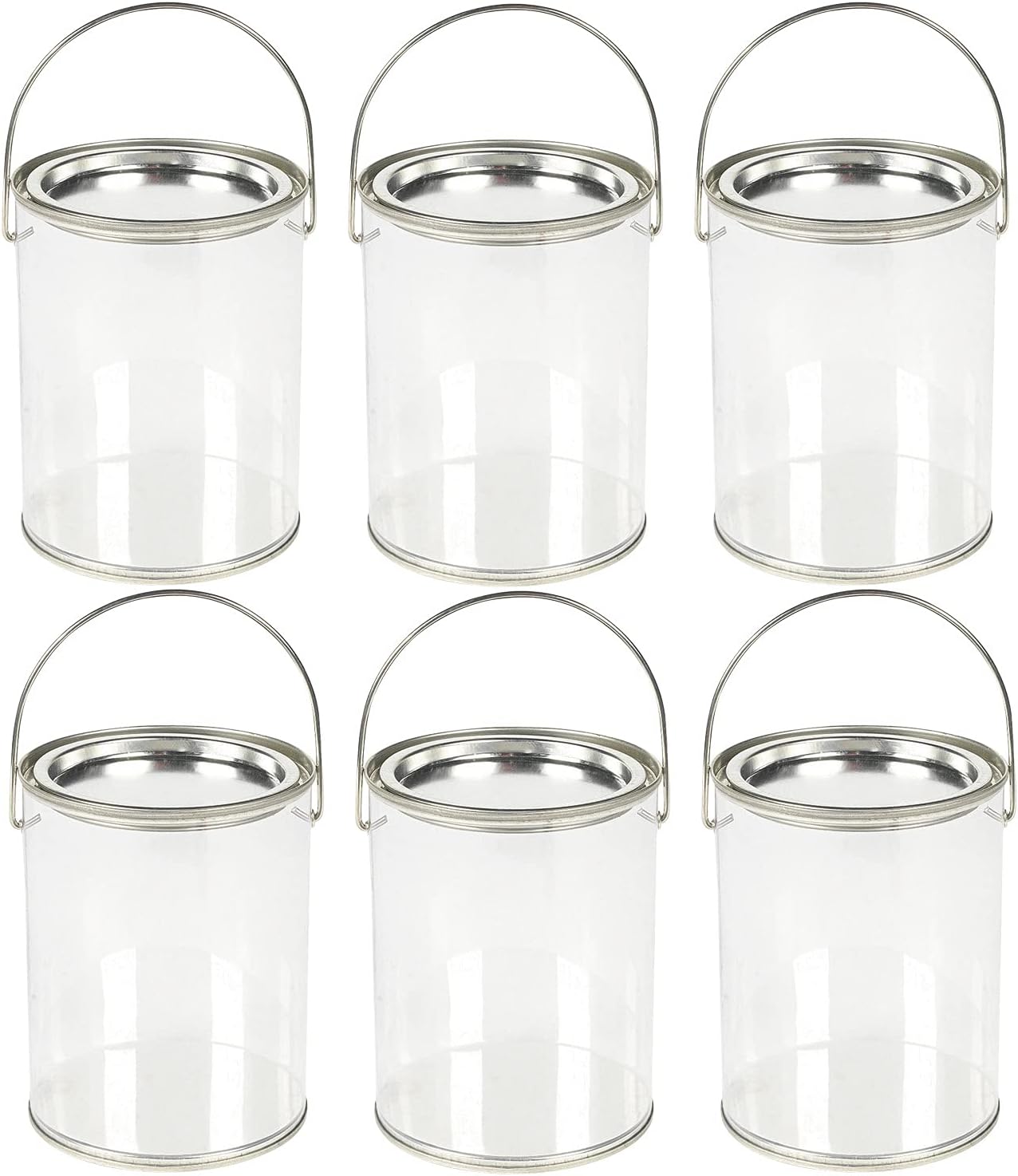 Clear Paint Can Containers with Metal Lids (Set of 6