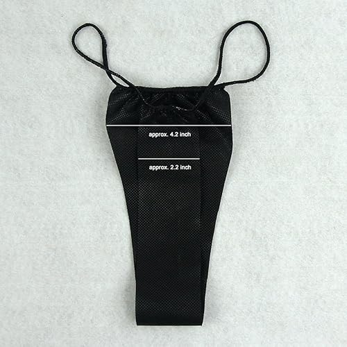 Miniatura 5 de Paquete de 100 tangas desechables para bronceado esterilizante, envueltas individualmente, color negro, Negro -