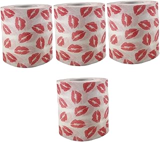 SOLUSTRE 4 Unidades De Batom Vermelho Rolo De Tecido Higiênico Impresso Guardanapos De Papel Vermelho Guardanapos Vermelhos Papel Higiênico De Natal Papel Higiênico Vermelho Impressão