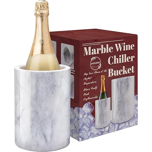 Marble Wine Bottle Chiller, Outdoor Wine Cooler Bucket, Marble Wine and Champagne Chiller for Any 750ml Bottle, Keeps Wine and Drinks Cold, Ideal Gift for Wine Lovers