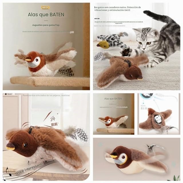 Foto 6 de 7 de Interactive Cat Toy.Juguete eléctrico gatos-pájaros alas batientes, juguete pájaros voladores para gatos