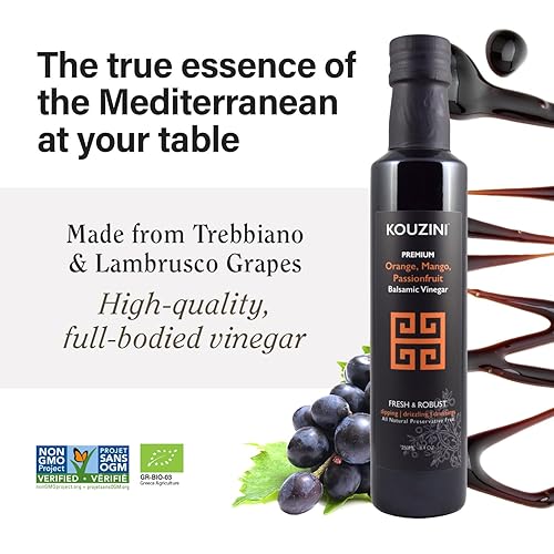 Miniatura 3 de Kouzini Vinagre balsámico de naranja, mango, maracuyá ultra premium, vinagre balsámico envejecido de Módena, Italia, sabor premium, suave y con