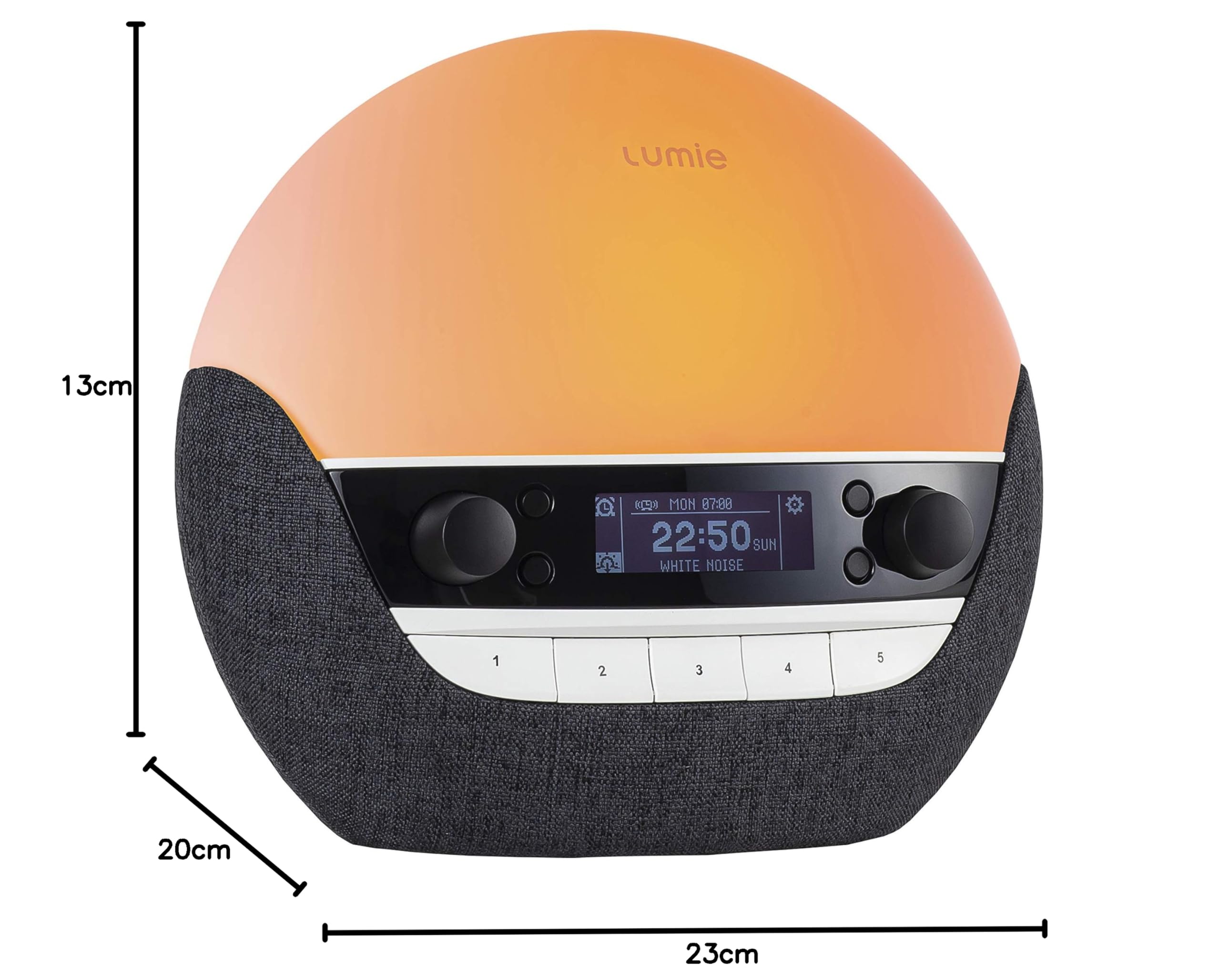 Lumie Bodyclock Luxe 750DAB - budzik świetlny, radio DAB, głośnik Bluetooth i niewielkie niebieskie światło na czas snu