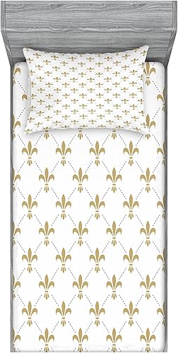 Miniatura 34 de Ambesonne Juego de sábanas bajeras y fundas de almohada, dibujos de aviones antiguos, vuelos clásicos con fechas, estilo vintage, diseño nostálgico,