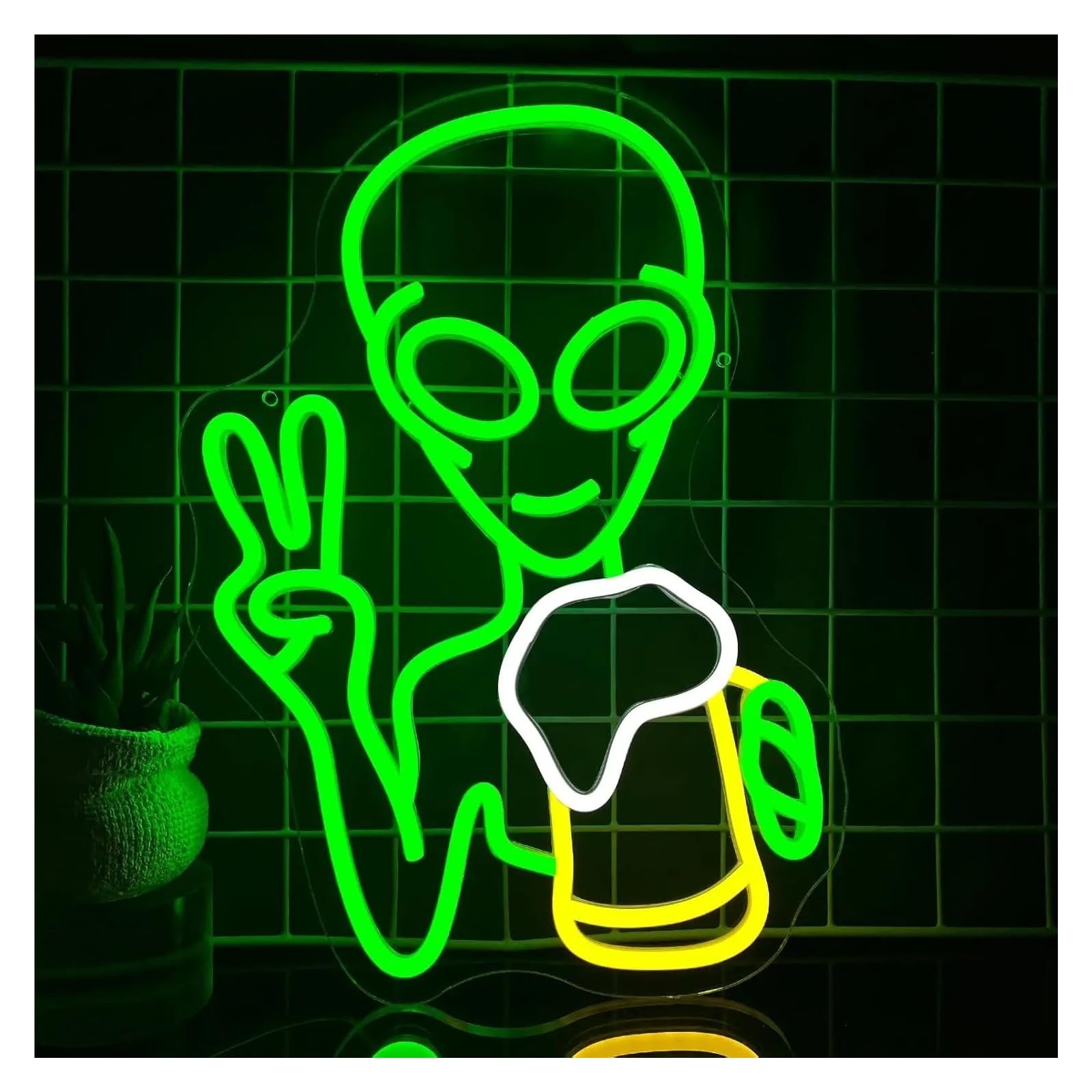 RONGCH Hanging Art Neon Signs Alien Neon Sign for Bedroom Club Music Man Cave Party Shop Decor 26x40.5cm