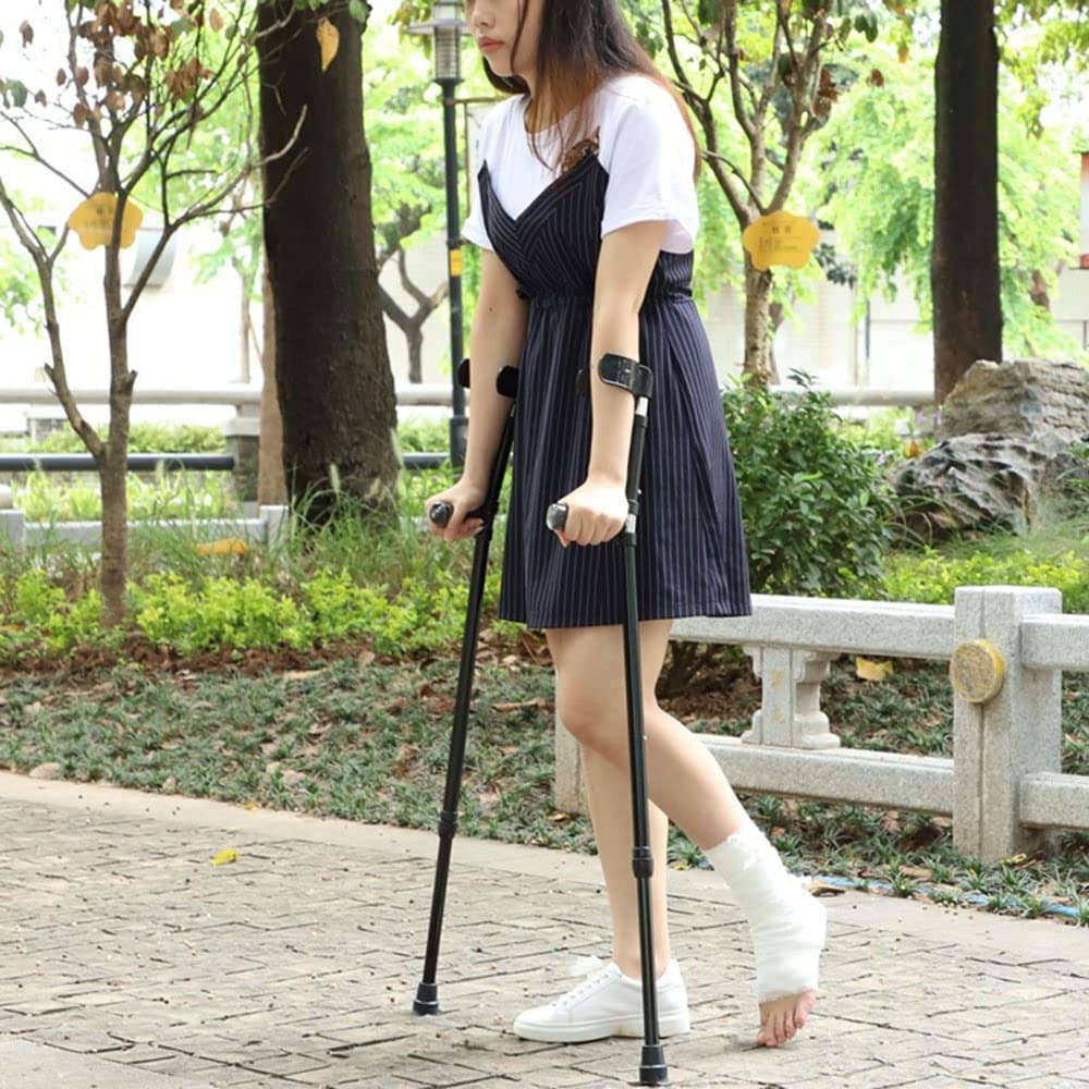 PAASHE Muletas de Aluminio, Bastones de Codo para Adultos, 10 Botones retráctiles Ajustables, Bastones para Caminar, bastón Antideslizante portátil para Caminar