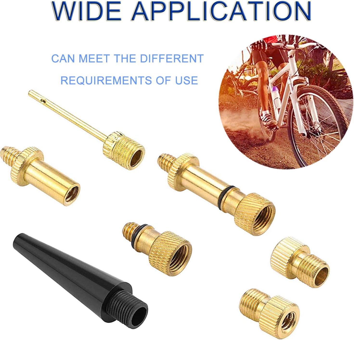 COOLWHEEL Bicycle Presta and Schrader Valve Adapter - 15 Pcs Bike Brass DV AV SV Tire Valve Inflator Adapters Set,Ball Pump Needle Inflation Devices & Accessories for Bike Tire Air Compressor : Sports & Outdoors