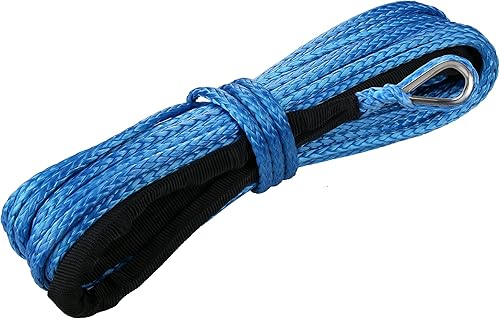 Miniatura 48 de Cuerda de cabrestante sintética de 1/4 pulgadas x 50 pies con funda protectora y dedal, resistencia a la rotura de 10,000 libras, cuerda