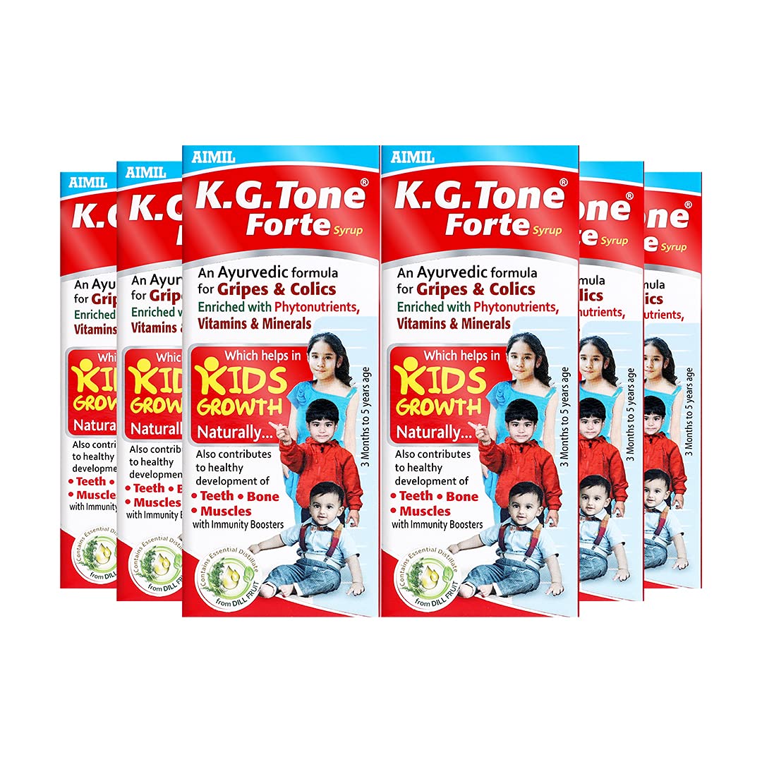 AIMIL K.G. Tone Forte Syrup - 100ml (Pack of 6) | Herbal Syrup for Natural Kids Growth and Immunity | For Healthy Development of Teeth, Bones and Muscles | Ayurvedic Formula for Gripes & Colics (B093TSF4YR) Amazon Price History, Amazon Price Tracker