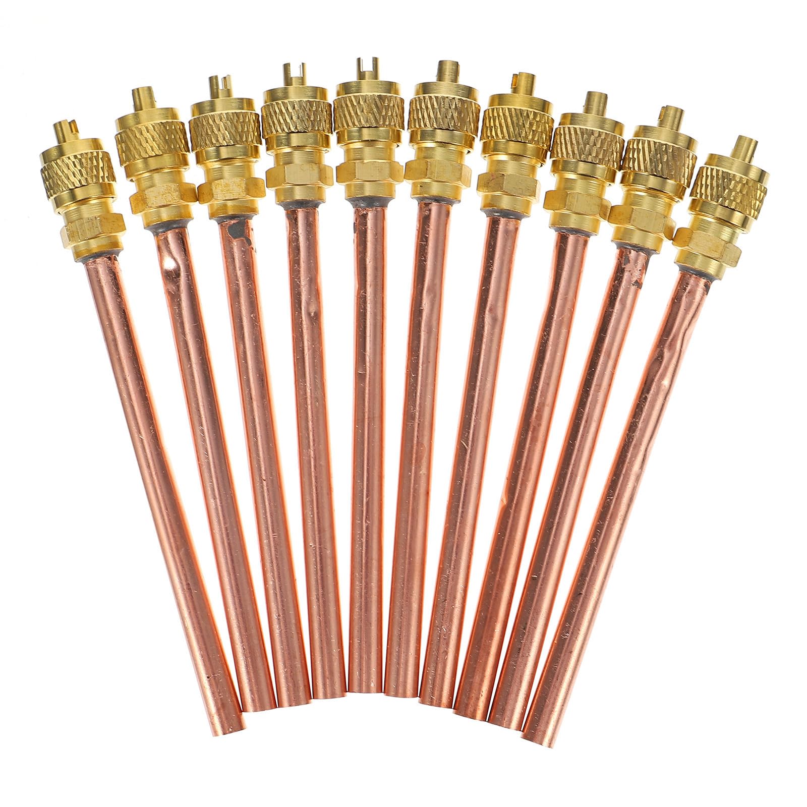 Válvula de acceso de refrigeración en latón dorado resistente con tubo de cobre (10 uds)