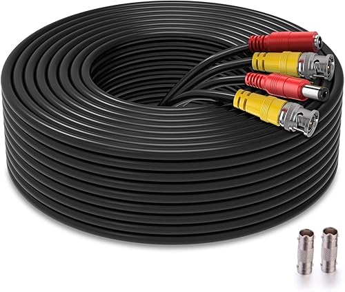 WILDHD Cable Bnc de 200 pies todo en uno siamés para cámara de seguridad de video y energía cable de extensión con 2 conectores hembra para todos