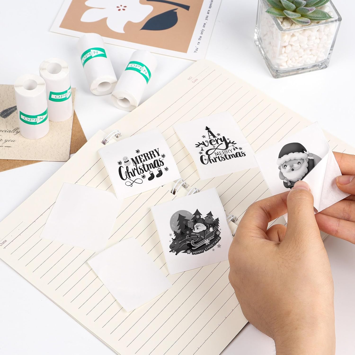 10 Rolls Mini Thermal Printer Sticker Paper, 57 X 25mm Self-Adhesive Thermal Paper for Mini Pocket Printer Kids Instant Camera Roll Refill Pocket Photo Printing Label - Image 3