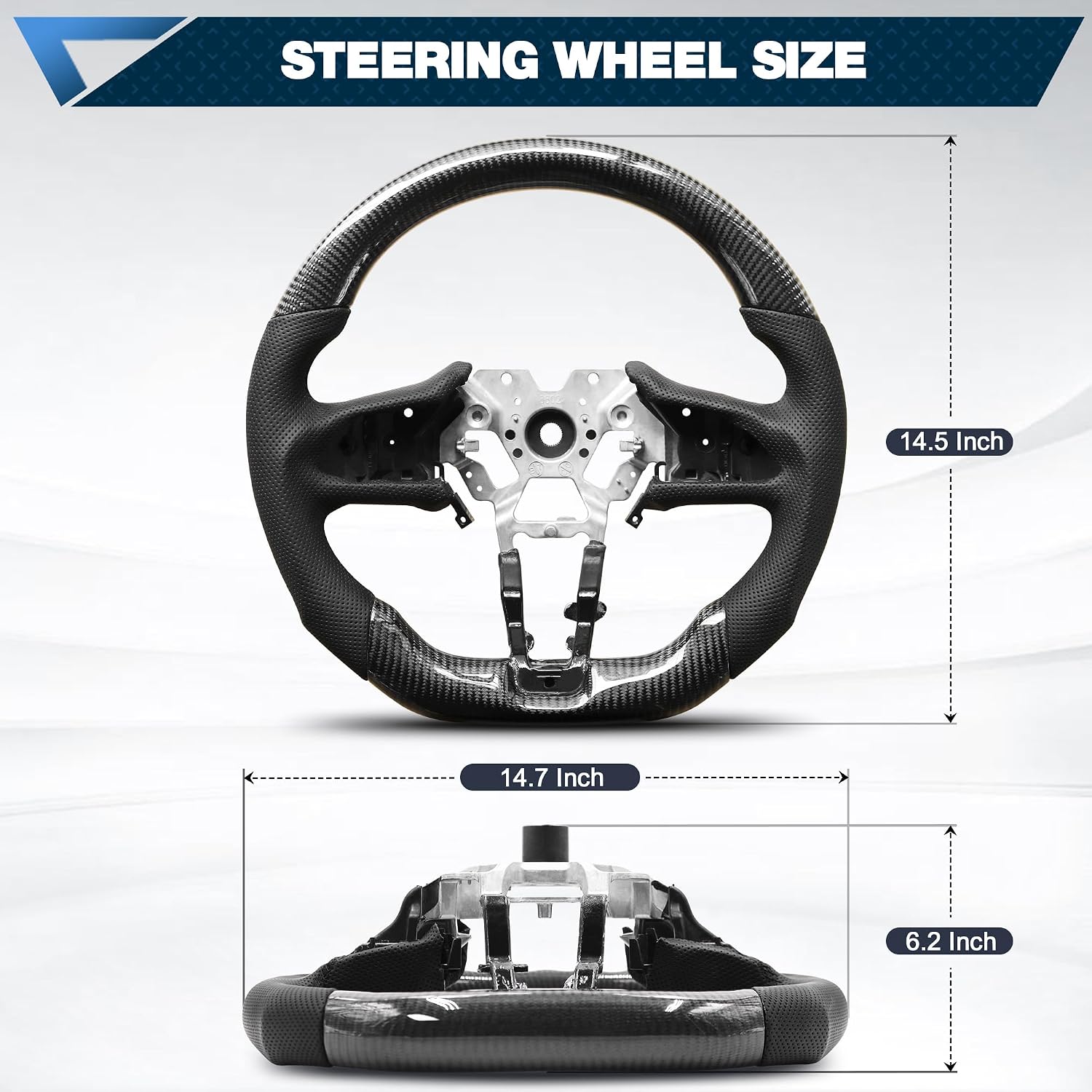 Carbon Fiber Steering Wheel For Infiniti Q60 2017-2022 D-shaped Nappa Perforated Leather Flat-bottom Steering Wheel