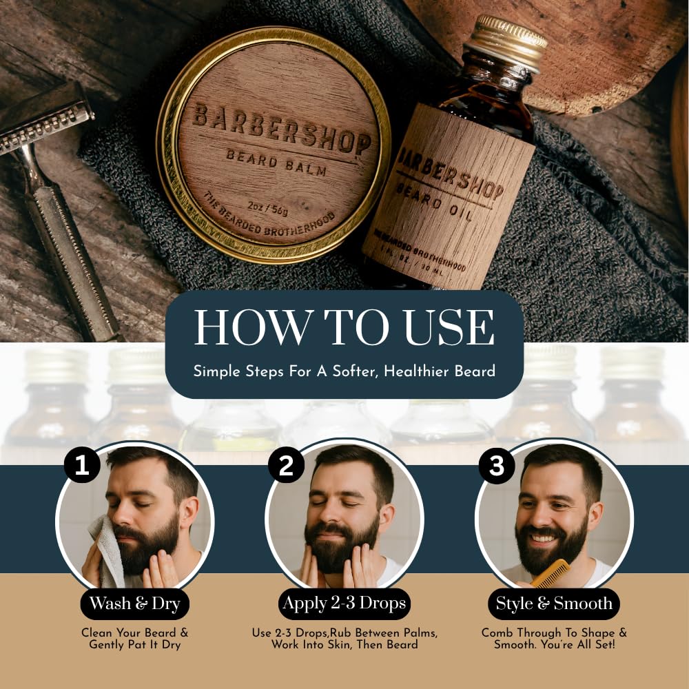 Barbershop Beard Oil- TBB – Daily Beard Conditioner & Softener – Classic Men’s Grooming Oil with Warm Barbershop Scent, 1 oz