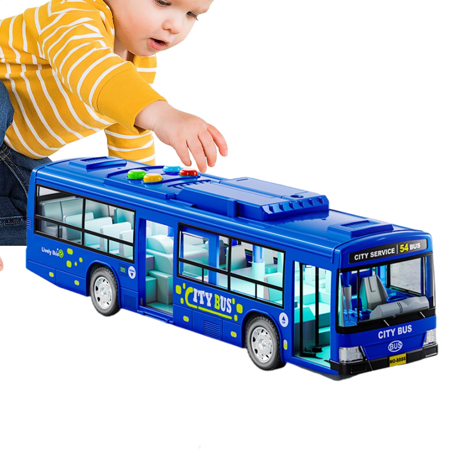 Générique Modèle Bus – Grand Modèle Voiture | Véhicules Éducatifs À Piles avec Musique Et Lumière, Portes Ouvrables pour Amusement, Stimulation Et Anniversaire des