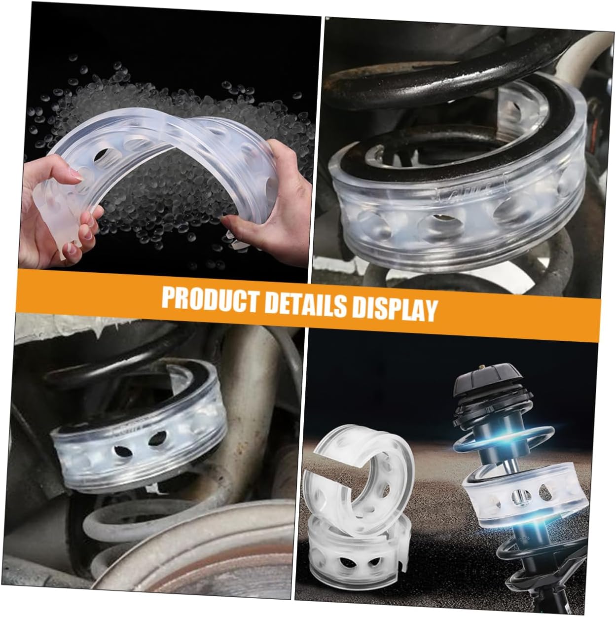LIFKOME 4pcs Auto Spring Buffer Cushion Transparent Shock Absorbers for Car Suspension Vehicle Spring Bumper for Improved Stability and Performance