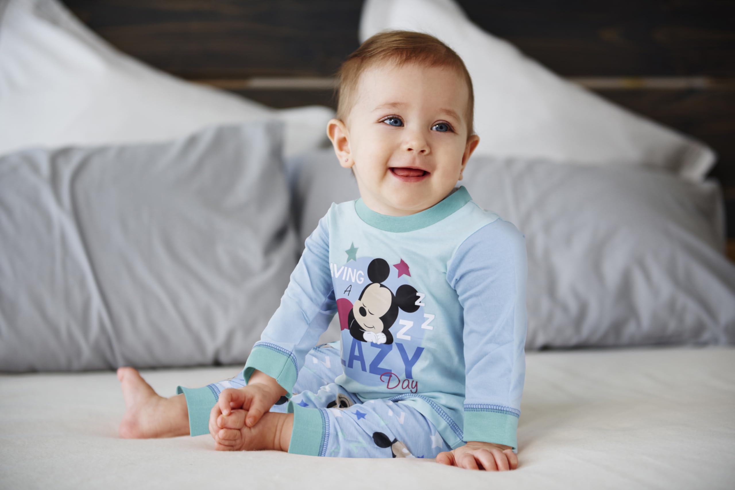 Disney Pigiama per bambini, motivo: Topolino, 2 pezzi, in cotone, per bambini e bambine