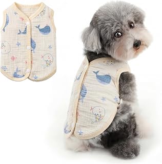 Cotton Gauze Dog Shirt for Small Dogs Cats, Whale, XS