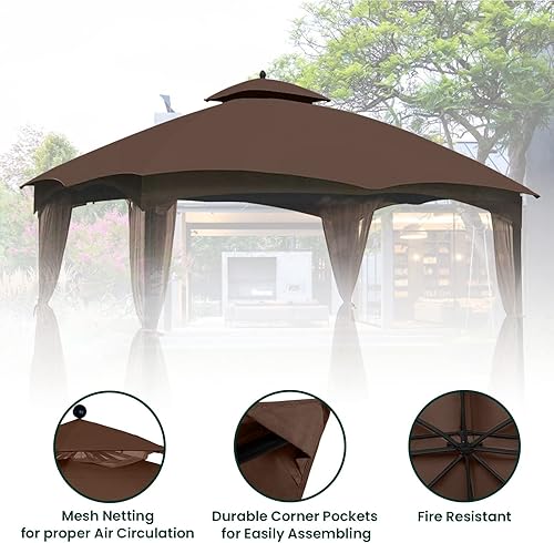Miniatura 4 de Toldo de repuesto para kiosco de 5 x 8 pies, cubierta superior para kiosco de barbacoa al aire libre, cubierta de refugio de parrilla doble cansada