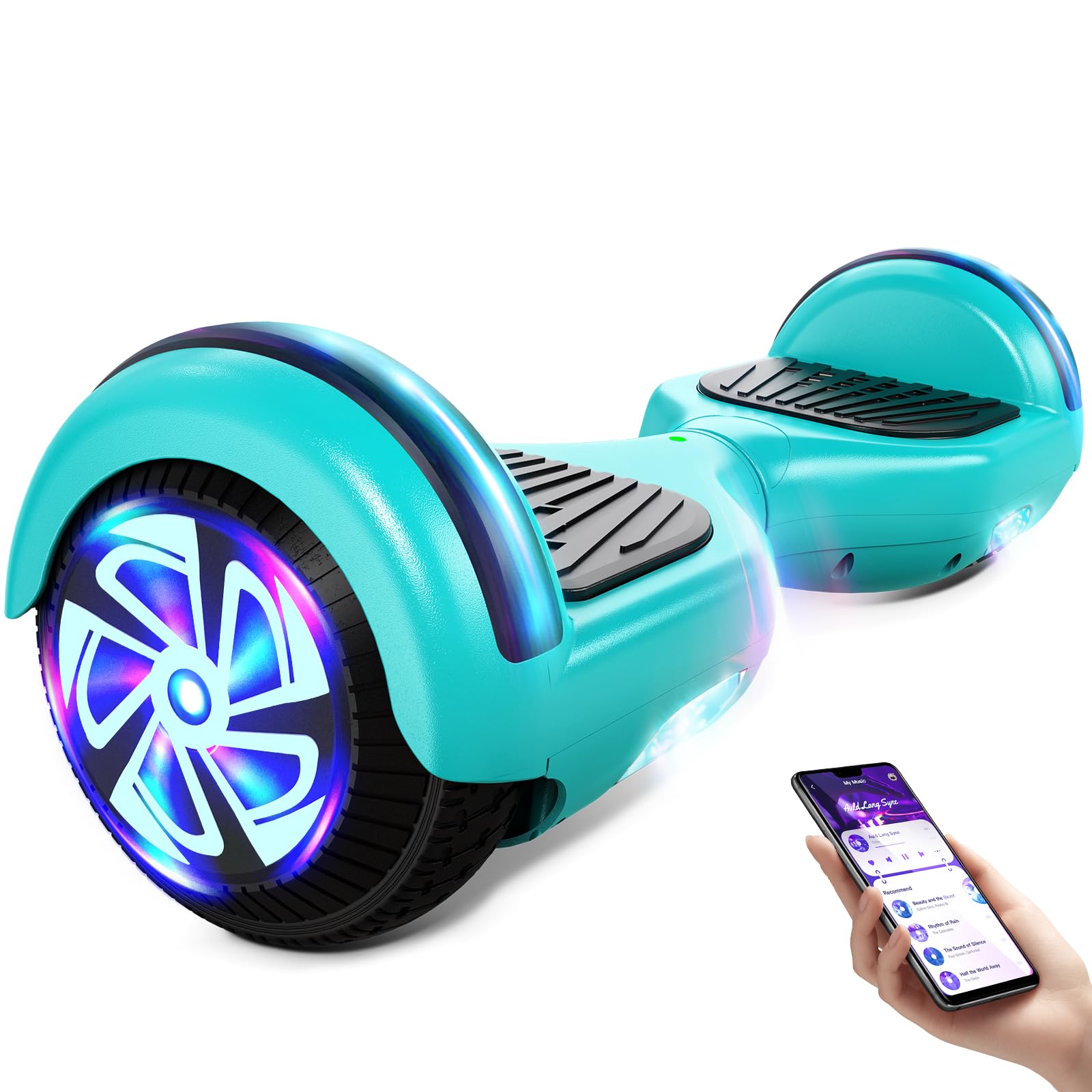 Hoverboard 6,5 pollici Overboard, hoverboard fuoristrada Gyropod, scooter elettrico autobilanciato con Bluetooth e LED per bambini e adulti