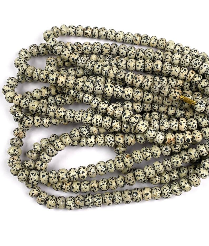 Perles en jaspe dalmatien 12mm pour collier et création DIY