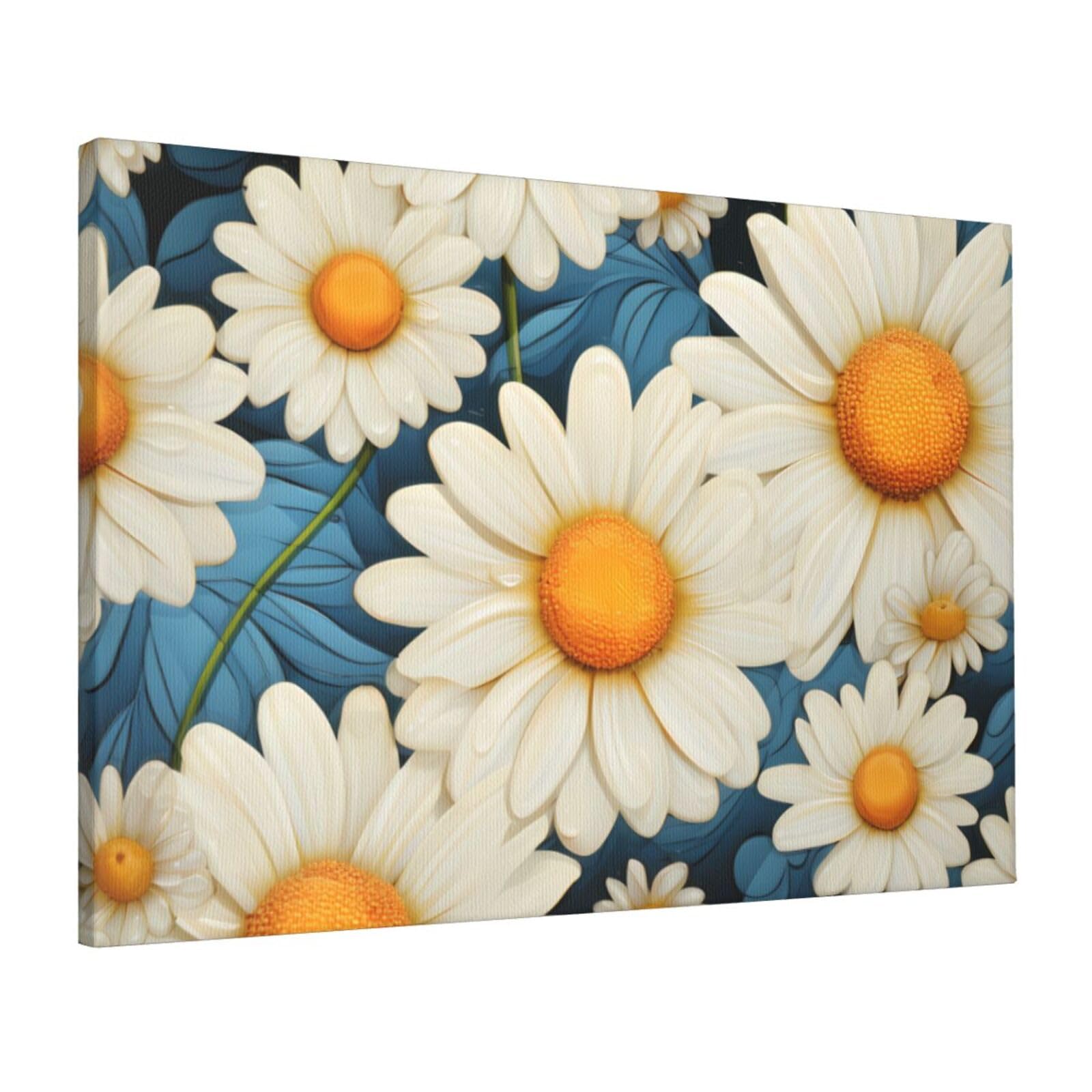 FodPand Canvas Wall Art for Living Room Wall Decor 16"x24" Modern Artwork Painting Pictures Hanging Canvas Prints Daisy Aesthetic Wall Art for Bedroom Bathroom Office Wallart Decor