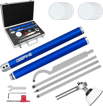 Carbide Wood Lathe Turning Tools with Bowl Sander and Aluminum Box | Include Swan Neck Hollowing Tools and Interchangeable Aluminum Alloy Grip Handle with Diamond Round Square Carbide Inserts