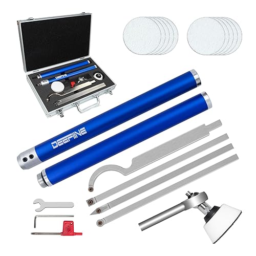 DEEFIINE Carbide Tip Wood Lathe Turning Tool set With Bowl sander, Lathe Roughing and Finishing Hollowing Tool Interchangeable Aluminum Alloy Handle with 4pcs Carbide Inserts For Woodturning