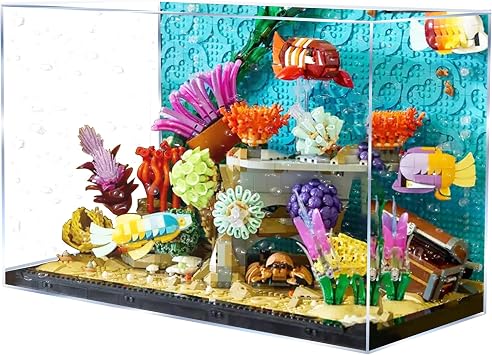Acrylic Display Case for Lego 10366 Tropical Aquarium Building Set, Dustproof Transparent Box - Only Display Case, Display Box Compatible with Lego 10366
