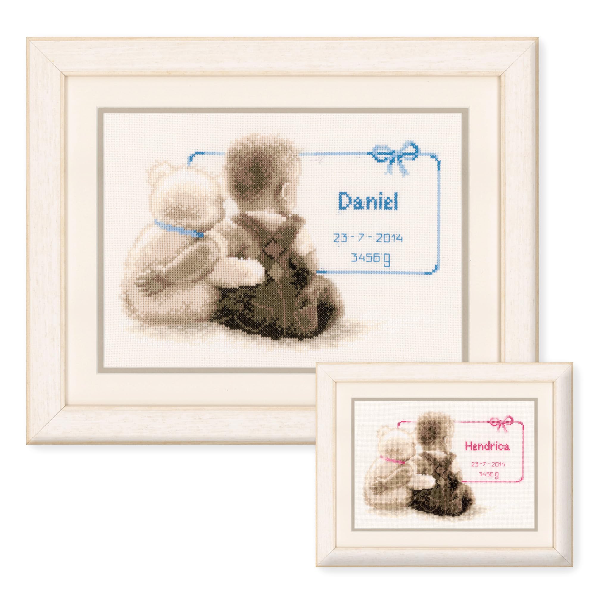 Vervaco Birth Record Cuddle Teddy Counted Cross Stitch, Multi-Colour