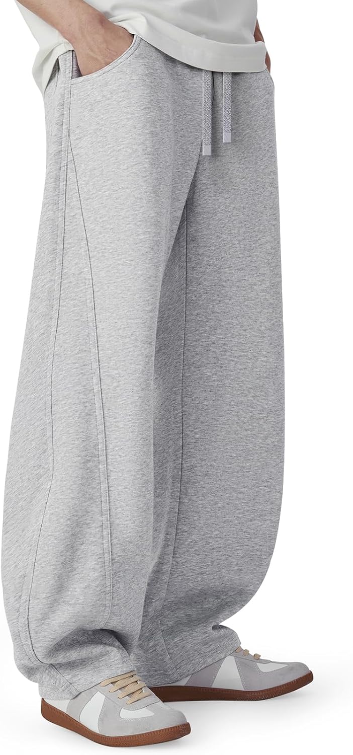 CANGHPGIN Mens Baggy Sweatpants Wide Leg Lounge Pants with Pockets, Loose Fit Cotton Sweat Pants for Men Casual - Image 5