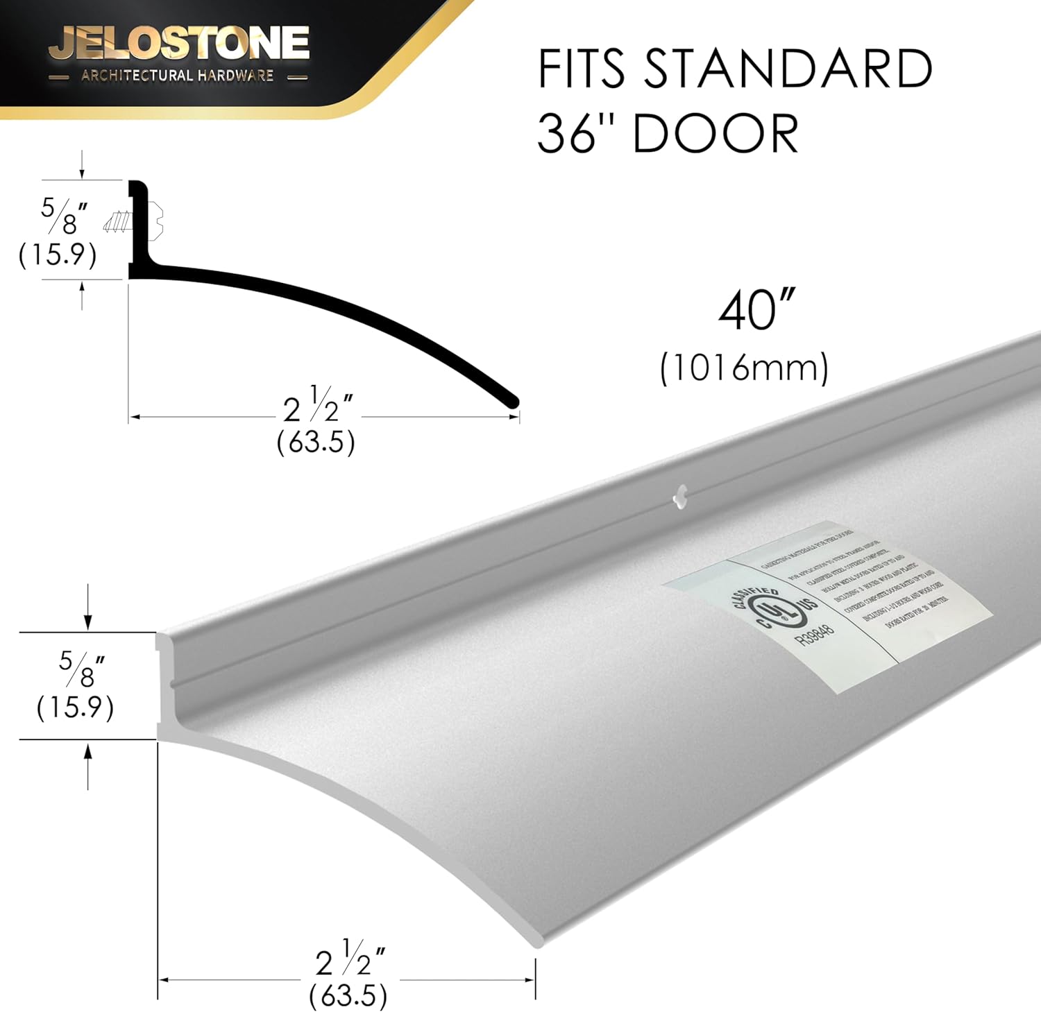 40" L x 2.5" W Commercial Grade Door Rain Drip Guard(Aluminum) - UL Rated Over Door and Window Drip Cap Rain Deflector - Drip Edge Roof Rain Diverter Guards House - JS-346RD, Clear Anodized