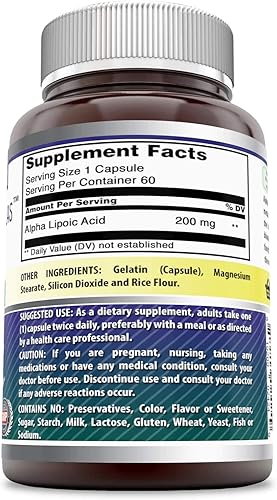 Miniatura 3 de Amazing Formulas - Suplemento de ácido alfa lipoico de 200 mg, 60 cápsulas, sin OMG, sin gluten, fabricado en Estados Unidos