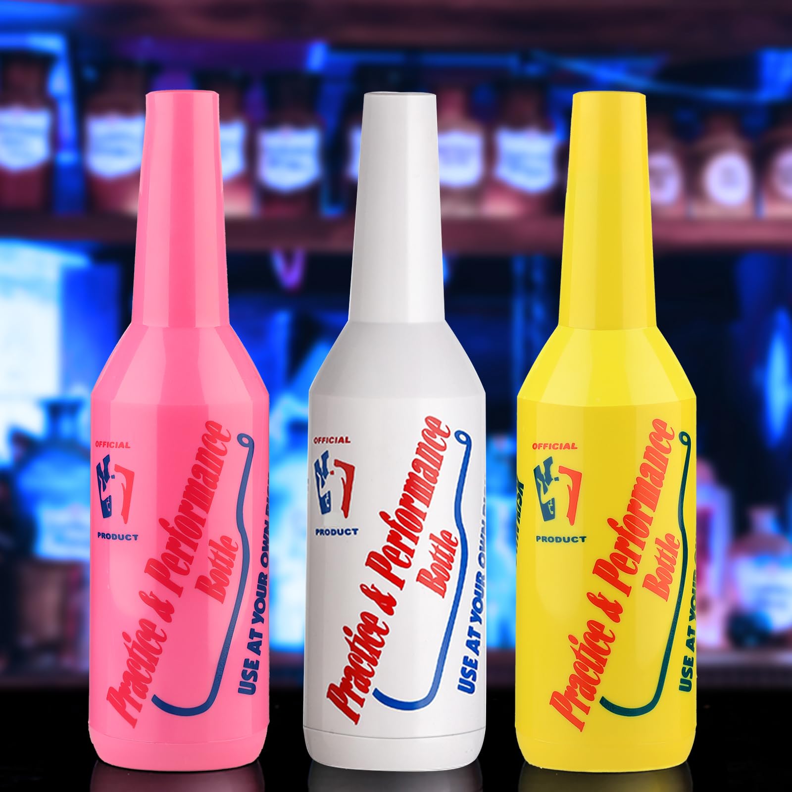 SuproBarware Flair Bottle Lot de 3 shakers à cocktail, bouteille d'entraînement, 750 ml (blanc, rose, jaune)