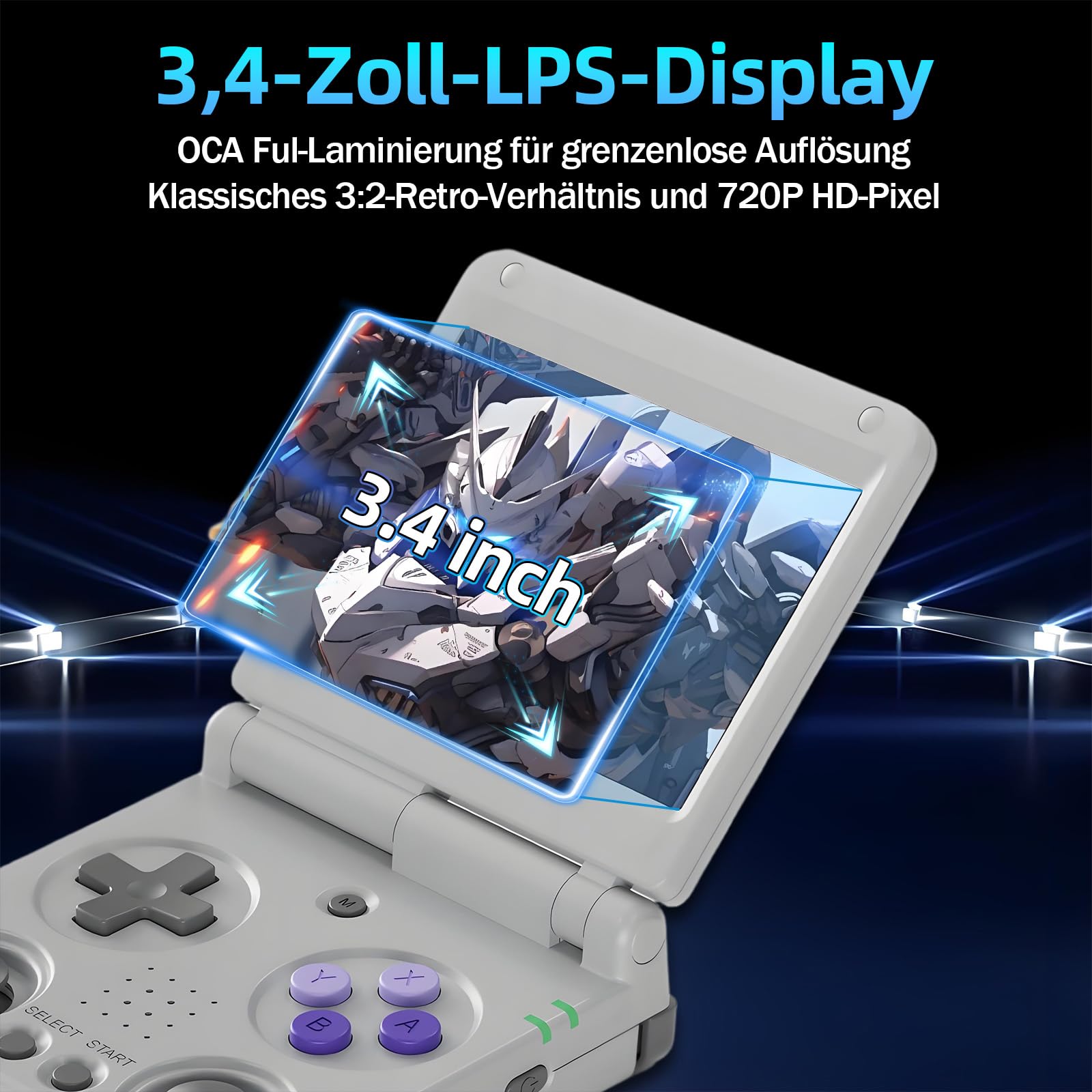 RG34XXSP Retro Portable Video Game Console Dual Card Slot 64+128G with Built-in 8422+ Retro Games, Handheld Gaming Console Linux System, 3.4? IPS Screen, 720*480, 3D Dual Joysticks (Black)