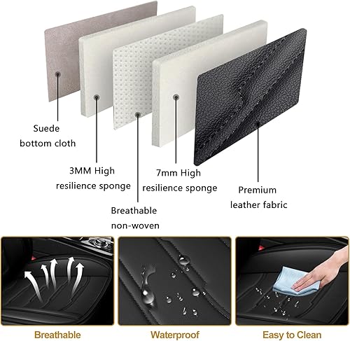 Miniatura 4 de otoez Juego completo de fundas de asiento de automóvil, fundas de asiento de piel sintética de 5 asientos para automóviles, impermeables,
