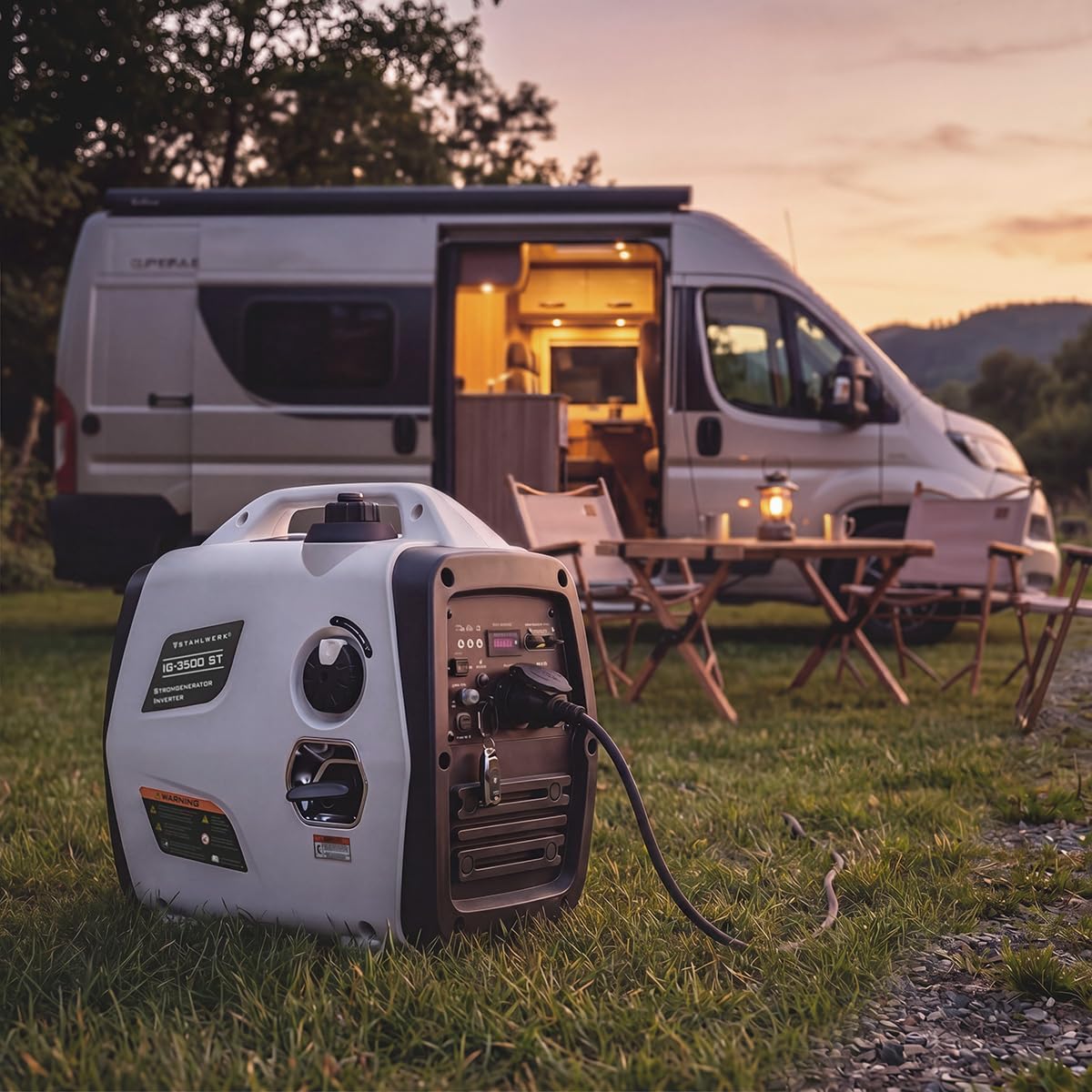 STAHLWERK Generador de gasolina IG-3500 ST de 3,5 kW / 4,76 PS, generador de corriente con inversor, generador eléctrico, grupo electrógeno de emergencia con mando a distancia y arranque eléctrico