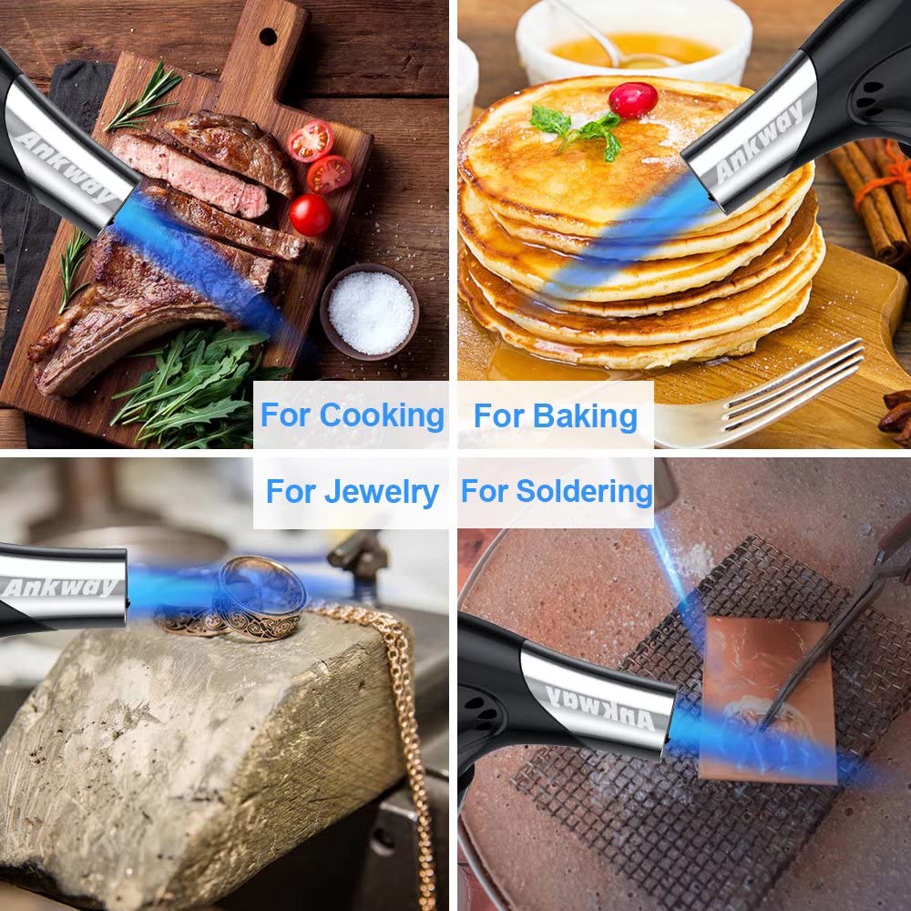 Ankway Bunsenbrenner Küche Flambierbrenner küchenbrenner, Nachfüllbar Verstellbar butangasbrenner mit Sicherheitsschloss für Creme Brulee, DIY, Gebäck, Desserts, Camping - Butan einbegriffen nicht