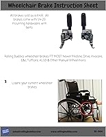 Vista 5 de Frenos de silla de ruedas cromados resistentes, cerraduras de rueda (par), estilo atornillado de montaje lateral para tubos de 78 pulgadas. Se