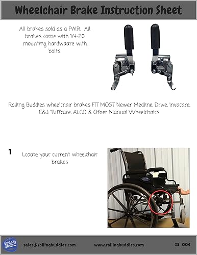 Miniatura 5 de Frenos de silla de ruedas cromados resistentes, cerraduras de rueda (par), estilo atornillado de montaje lateral para tubos de 78 pulgadas. Se